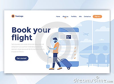 Flat Modern design of wesite template - Book your flight Vector Illustration