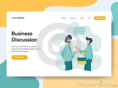Landing page template of Business Discussion Illustration Concept. Modern Flat design concept of web page design for website and Cartoon Illustration