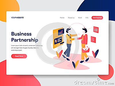 Landing page template of Business Partnership Concept. Modern flat design concept of web page design for website and mobile Cartoon Illustration