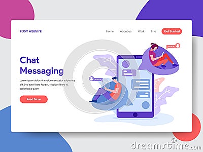 Landing page template of Chat Messaging Concept. Modern flat design concept of web page design for website and mobile website. Cartoon Illustration