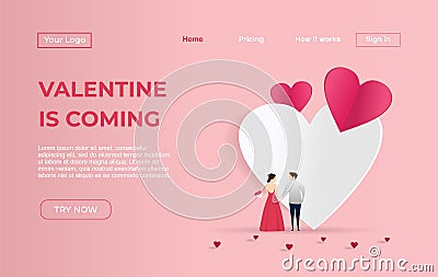 Landing page template of Couple with Dating Apps Illustration Concept. Modern flat design concept of web page design for website Vector Illustration