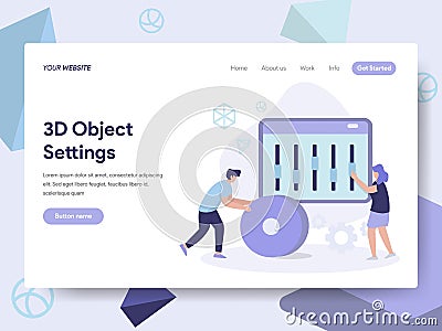 Landing page template of 3d Object Settings Illustration Concept. Isometric flat design concept of web page design for website and Vector Illustration