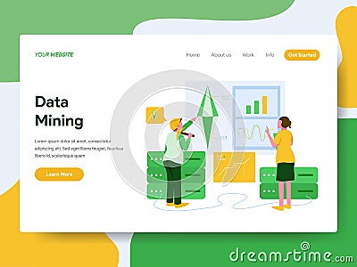 Landing page template of Data Mining Illustration Concept. Modern Flat design concept of web page design for website and mobile Vector Illustration