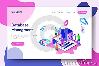 Landing page template of Database Management Vector Illustration