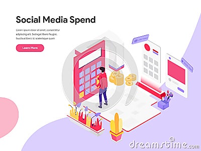 Landing page template of Digital Marketing Cost Isometric Illustration Concept. Isometric flat design concept of web page design Vector Illustration