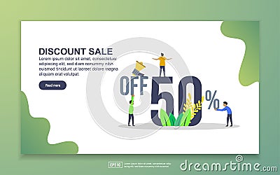 Landing page template of Discount sale. Modern flat design concept of web page design for website and mobile website. Easy to edit Vector Illustration