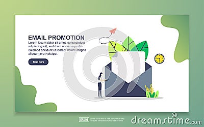 Landing page template of email promotion. Modern flat design concept of web page design for website and mobile website. Easy to Vector Illustration