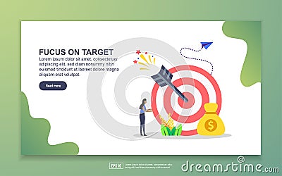 Landing page template of focus on target. Modern flat design concept of web page design for website and mobile website. Easy to Vector Illustration