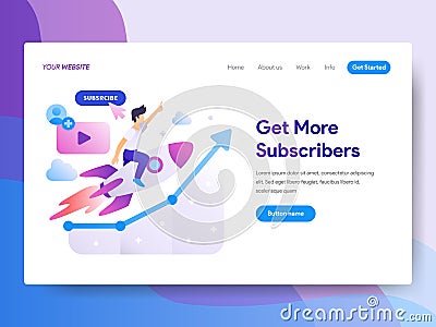 Landing page template of Get more Subscriber Concept. Modern flat design concept of web page design for website and mobile website Cartoon Illustration