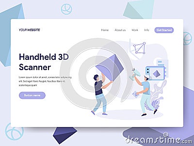 Landing page template of Handheld 3D Scanner Illustration Concept. Isometric flat design concept of web page design for website Cartoon Illustration