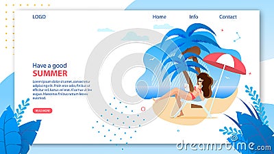 Landing Page Template with Have Good Summer Wish Vector Illustration