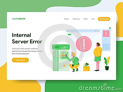Landing page template of Internal Server Error Illustration Concept. Modern Flat design concept of web page design for website and Vector Illustration