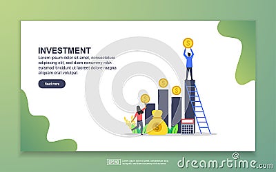 Landing page template of investment. Modern flat design concept of web page design for website and mobile website. Easy to edit Vector Illustration