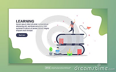 Landing page template of learning. Modern flat design concept of web page design for website and mobile website. Easy to edit and Vector Illustration