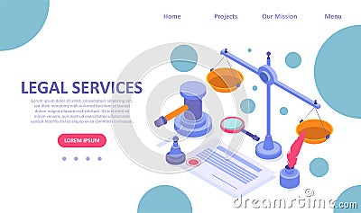 Landing page template of legal services Vector Illustration