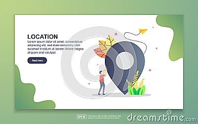 Landing page template of location. Modern flat design concept of web page design for website and mobile website. Easy to edit and Vector Illustration