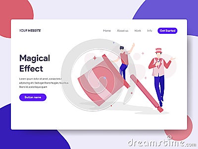 Landing page template of Magical Effect Illustration Concept. Isometric flat design concept of web page design for website and Cartoon Illustration
