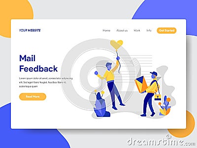 Landing page template of Mail Feedback Concept. Modern flat design concept of web page design for website and mobile website. Cartoon Illustration
