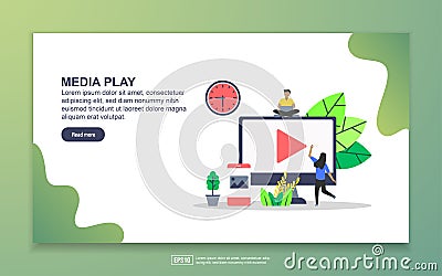 Landing page template of media play. Modern flat design concept of web page design for website and mobile website. Easy to edit Vector Illustration