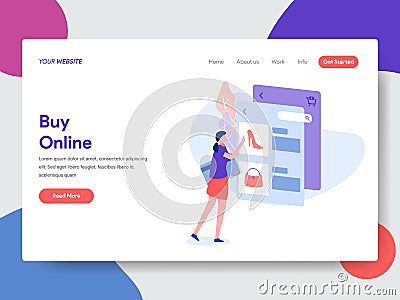 Landing page template of Online Shopping. Modern flat design concept of web page design for website and mobile website.Vector Cartoon Illustration