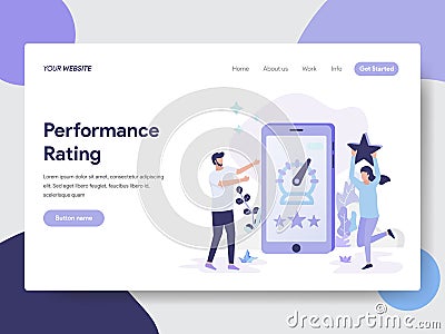 Landing page template of Performance Rating Illustration Concept. Modern flat design concept of web page design for website and Cartoon Illustration