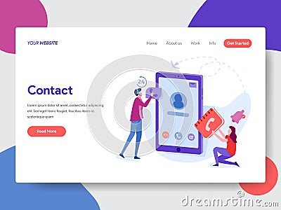 Landing page template of Phone Contacts Illustration. Modern flat design concept of web page design for website and mobile website Cartoon Illustration