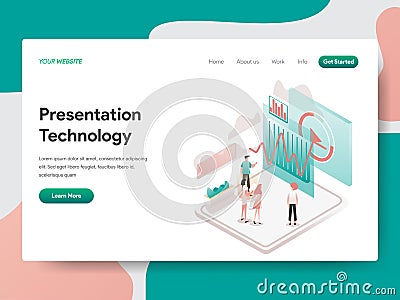 Landing page template of Presentation Technology Illustration Concept. Isometric design concept of web page design for website and Vector Illustration