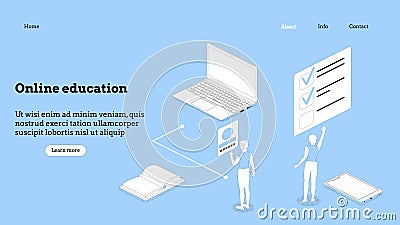 Landing page template. Programming course modern flat design isometric concept. Landing page template for online course Vector Illustration