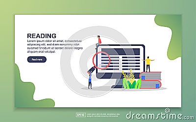 Landing page template of Reading. Modern flat design concept of web page design for website and mobile website. Easy to edit and Vector Illustration