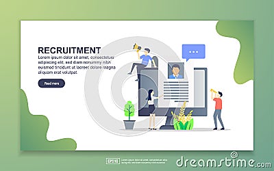 Landing page template of recruitment. Modern flat design concept of web page design for website and mobile website. Easy to edit Vector Illustration