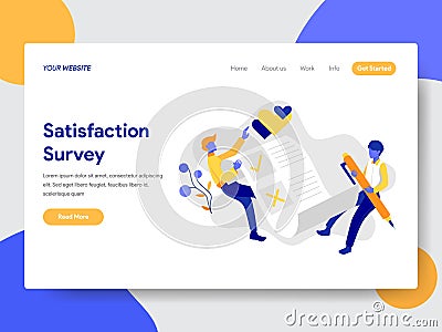 Landing page template of Satisfaction Survey Concept. Modern flat design concept of web page design for website and mobile website Cartoon Illustration