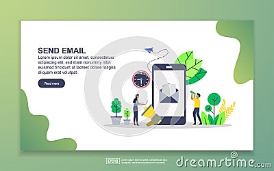 Landing page template of send email. Modern flat design concept of web page design for website and mobile website. Easy to edit Vector Illustration
