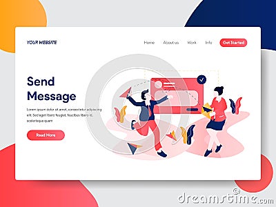 Landing page template of Send Message Concept. Modern flat design concept of web page design for website and mobile website.Vector Cartoon Illustration