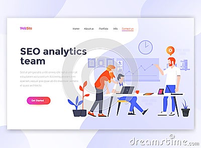 Flat Modern design of wesite template - Seo Analytics team Vector Illustration