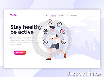 Flat Modern design of wesite template - Stay healthy be active Vector Illustration
