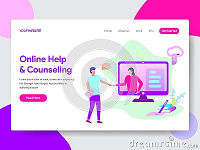 Landing page template of Student Online Help Illustration Concept. Modern flat design concept of web page design Vector Illustration