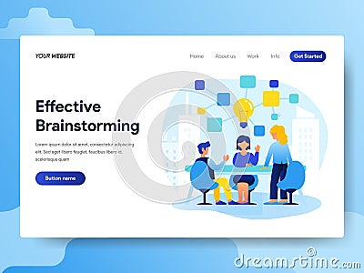 Landing page template of Teamwork and Brainstorming Concept. Modern flat design concept of web page design for website and mobile Vector Illustration