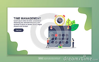 Landing page template of time management. Modern flat design concept of web page design for website and mobile website. Easy to Vector Illustration