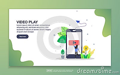 Landing page template of video play. Modern flat design concept of web page design for website and mobile website. Easy to edit Vector Illustration