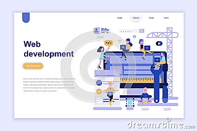 Landing page template of web development modern flat design concept. Learning and people concept. Vector Illustration