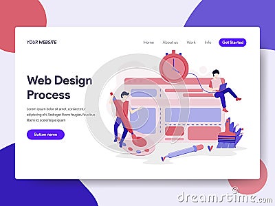 Landing page template of Website Design Process Illustration Concept. Isometric flat design concept of web page design for website Cartoon Illustration