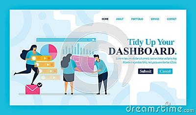 Landing page vector design of Tidy Up Your Dashboard. Easy to edit and customize. Modern flat design concept of web page, website, Vector Illustration