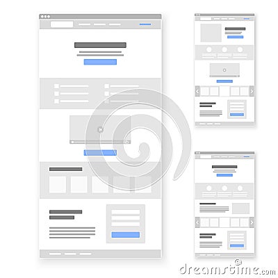 Landing page website wireframe interface template set. Vector illustration Vector Illustration