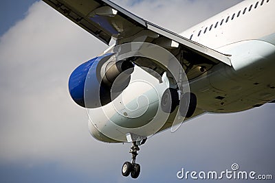 Landing passenger airplane Stock Photo