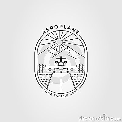 landing plane or airplane or aeroplane logo vector illustration design Vector Illustration