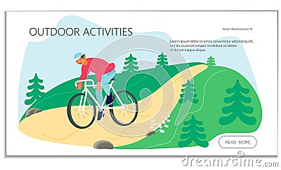 Summer outdoor activity cycling Vector Illustration