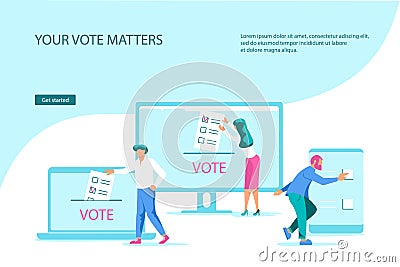 Landing webpage template of electronic voting Vector Illustration