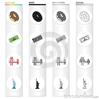 Landmark, America, country and other web icon in cartoon style.Homeland, mother, monument, icons in set collection. Vector Illustration