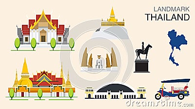 Landmark of Bangkok, Thailand. Vector Illustration