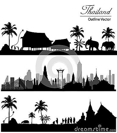 Landmark of Bangkok, Thailand. Vector Illustration